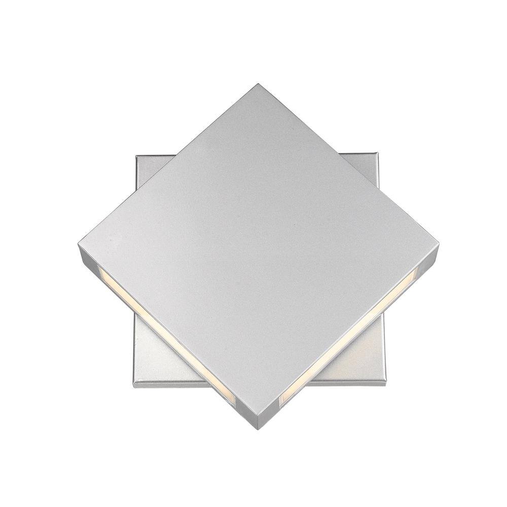 Quadrate 11 in. Silver Chrome Outdoor Hardwired Lantern Wall Sconce with In