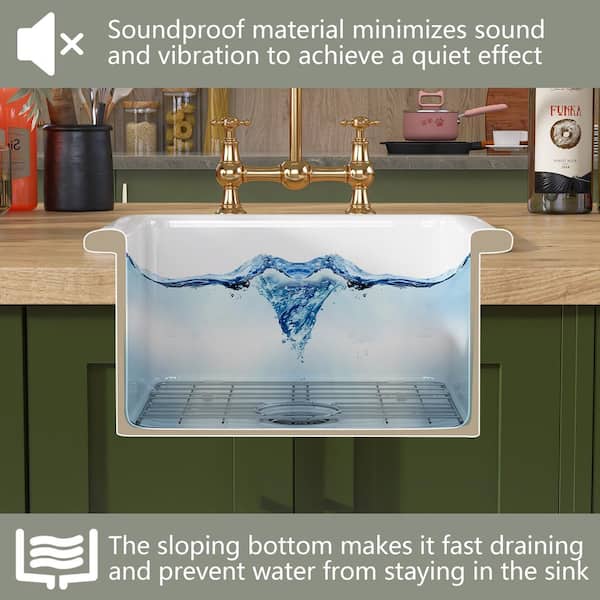 NTQ 18 in. Undermount Bar Sink Drop-in White Small Kitchen