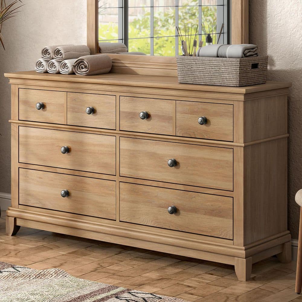 Furniture of America Zeller Natural Oak 6-Drawer 62 in. Dresser