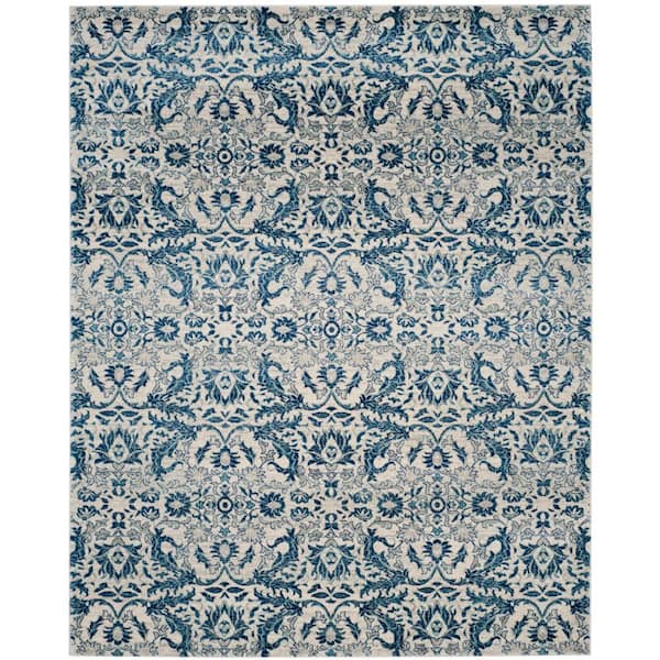 SAFAVIEH Evoke Ivory/Blue 9 ft. x 12 ft. Floral Area Rug