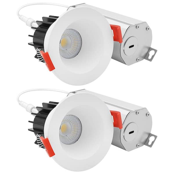 2 in. Integrated LED Recessed Spotlight + Interchangeable White Trim, 8W 600LM 5CCT, 60°, Dimmable, Twist N’ Lock 2 Pack