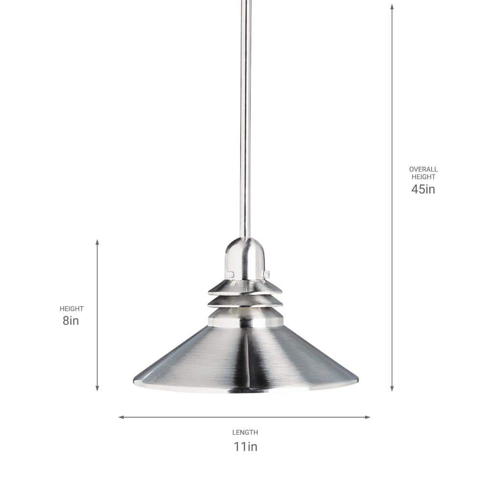 Brushed Nickel 11" Mini Pendant Light with Cone Shade