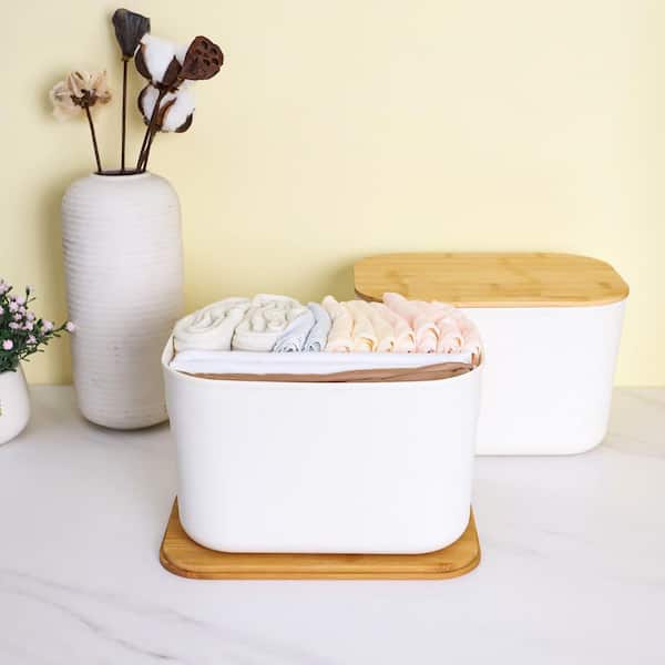 Afoxsos White 10.23 in. x 7.08 in. x 6.3 in. Plastic Storage Bins