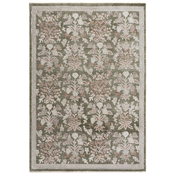 Grove 5 ft. x 8 ft. Green/Ivory Floral Area Rug