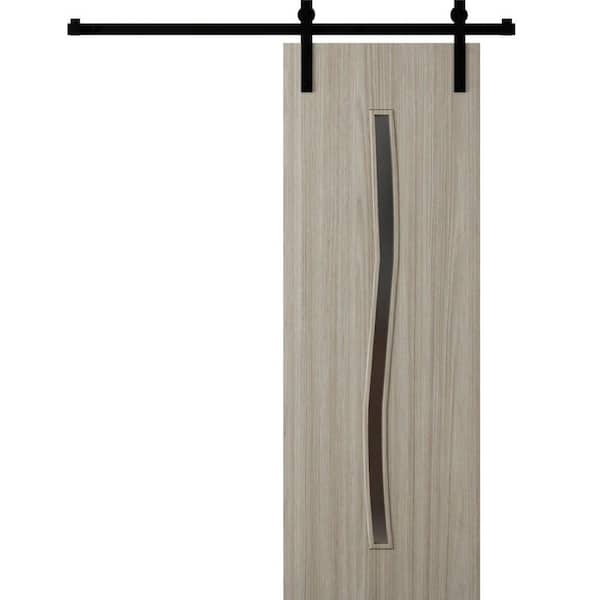 3012 18 in. x 96 in. Sold Core Oak Franko Color Wood Sliding Barn Door with Hardware Kit