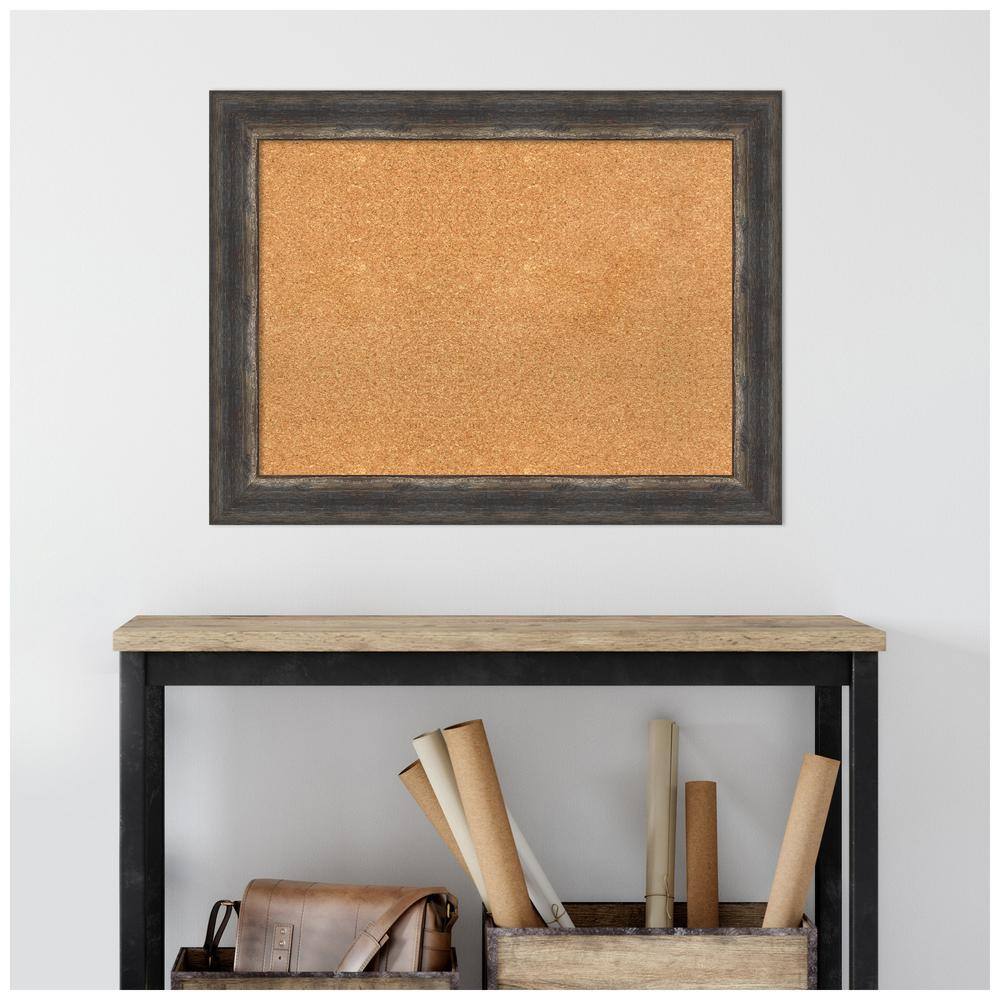 Rustic Charred Wood Framed Natural Cork Bulletin Board