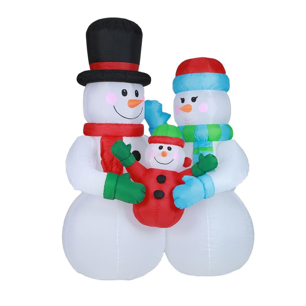 LuxenHome 8 ft. Snowman Family Inflatable with LED Lights
