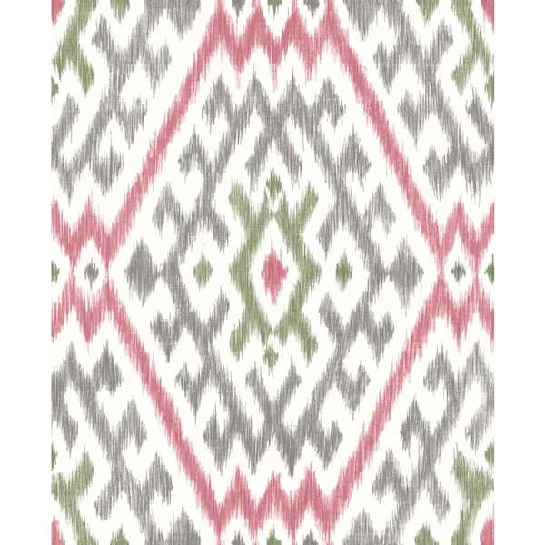 A-Street Prints Pink Solola Ikat Wallpaper Sample
