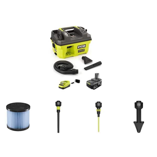 ONE+ 18V 3 Gal. Wet/Dry Vacuum Kit with 4.0 Ah Battery, HEPA Filter, and Micro-Crevice/Dust Brush Accessory Tools