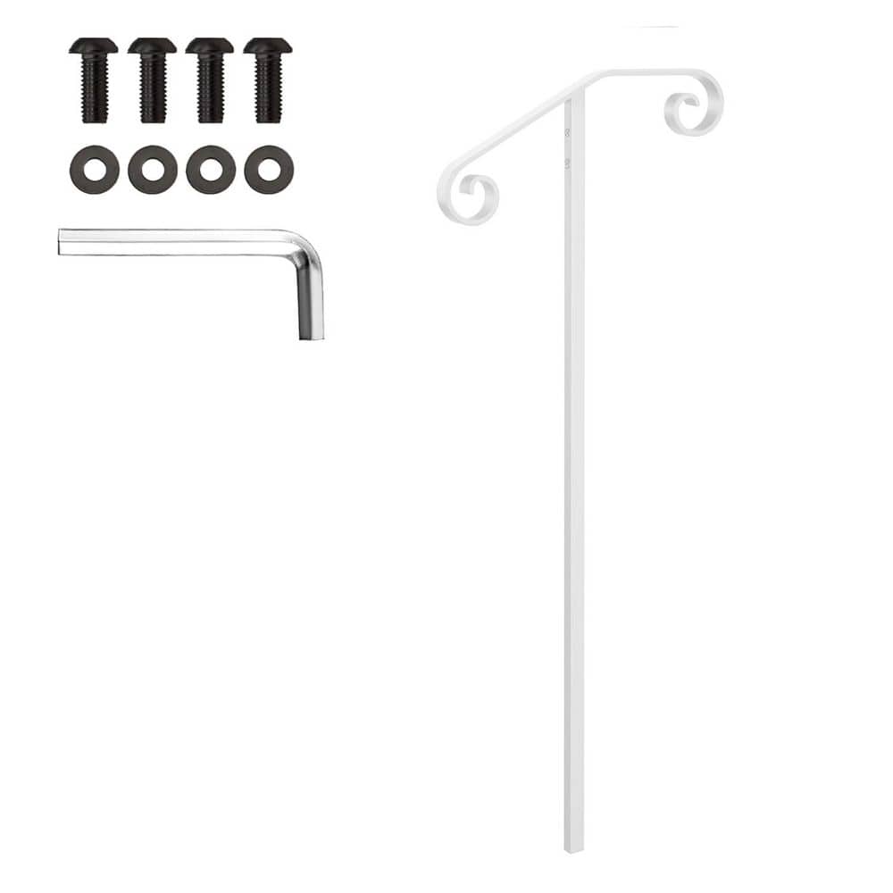 Wrought Iron Single Post Handrail White Fits 1 or 2 Steps Durable Steady Design Easy Installation price history on PriceWatchPro