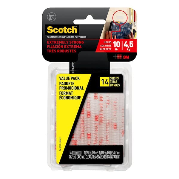 3M Scotch 1 in. x 3 in. Clear Extreme Fastener Mounting Strips Value Pack