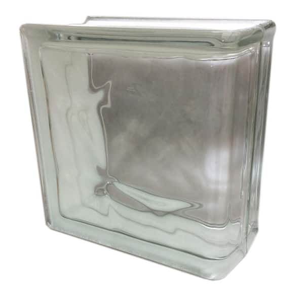 Seves Nubio 4 in. Thick Series 8 x 8 x 4 in. End Wave Pattern Glass Block (Actual 7.75 x 7.75 x 3.88 in.)