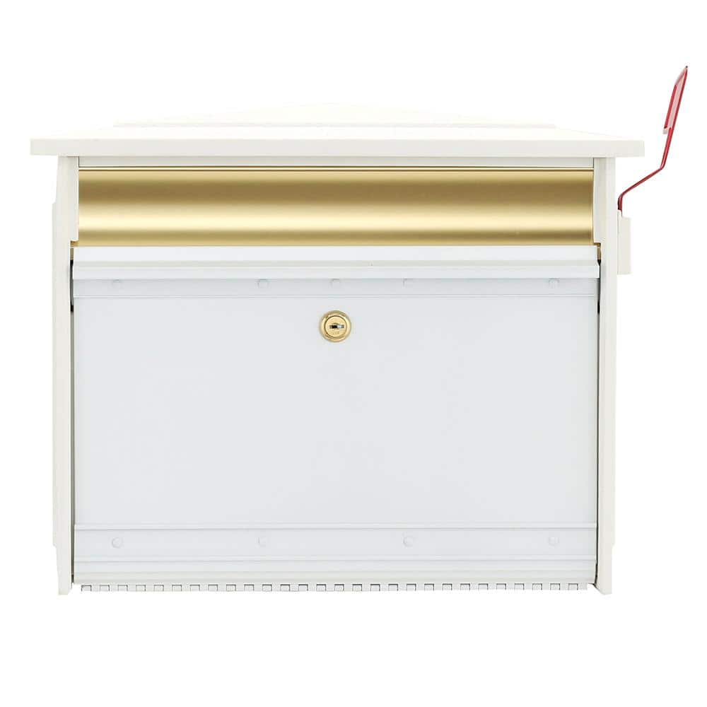 Medium White Aluminum Locking Wall Mount Mailbox