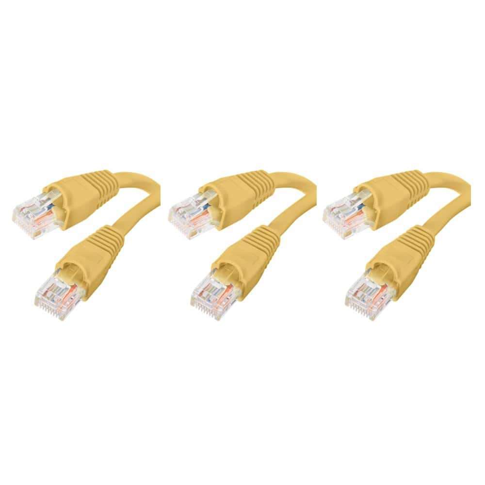 7 ft. Cat5e UTP Ethernet Cable, Yellow (3-Pack)