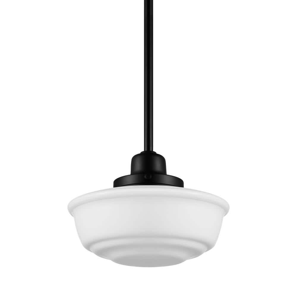 Hampton Bay Belvedere Park 1-Light Espresso Bronze Pendant Hanging Light with Frosted Opal Glass Shade, Farmhouse Kitchen Lighting -  KFN8901AX-02/BR