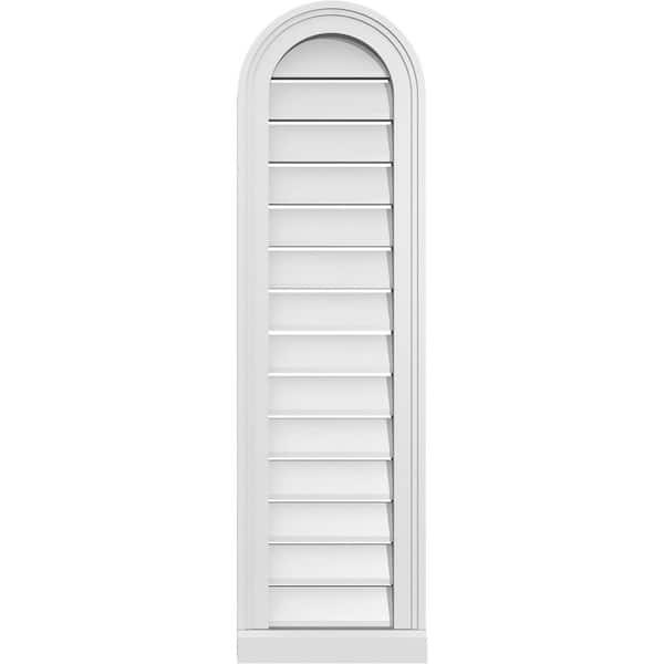 Ekena Millwork 12 in. x 42 in. Round Top White PVC Paintable Gable Louver Vent Functional