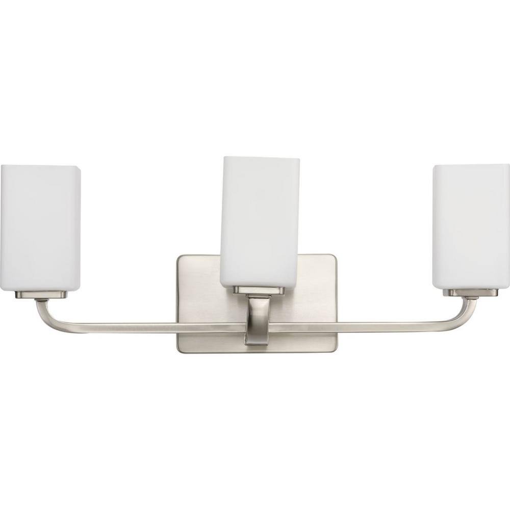 Cowan 3-Light Brushed Nickel Wall Light with Etched Opal Glass