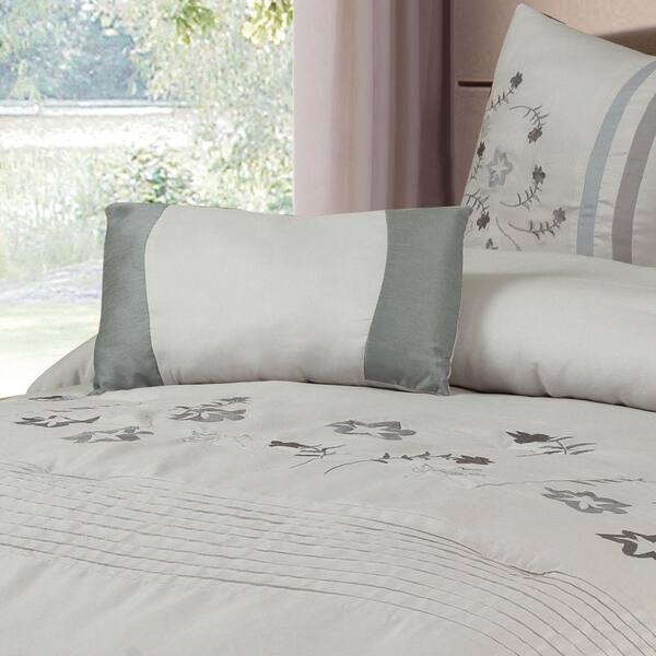 Lavish Home Daniela 7-Piece Gray Embroidered King Comforter Set
