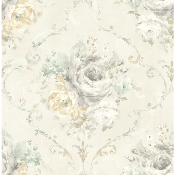 CASA MIA Bouquet Light Grey Paper Non-Pasted Strippable Wallpaper Roll (Cover 56.05 sq. ft.)