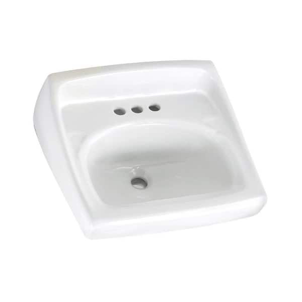 American Standard Lucerne Wall-Mounted Bathroom Vessel Sink with Faucet Holes on 4 in. Center in White