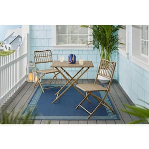 Tulane Natural Folding Steel Wicker Outdoor Dining Chair (2-Pack)