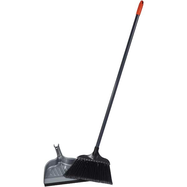 Superio Angle Broom Grey with Clip-On Dustpan