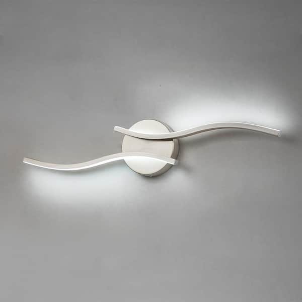 Halia 2-Light 23.6 in. Mordern Integrated LED Nickel Bath Vanity Light with Curve Shape