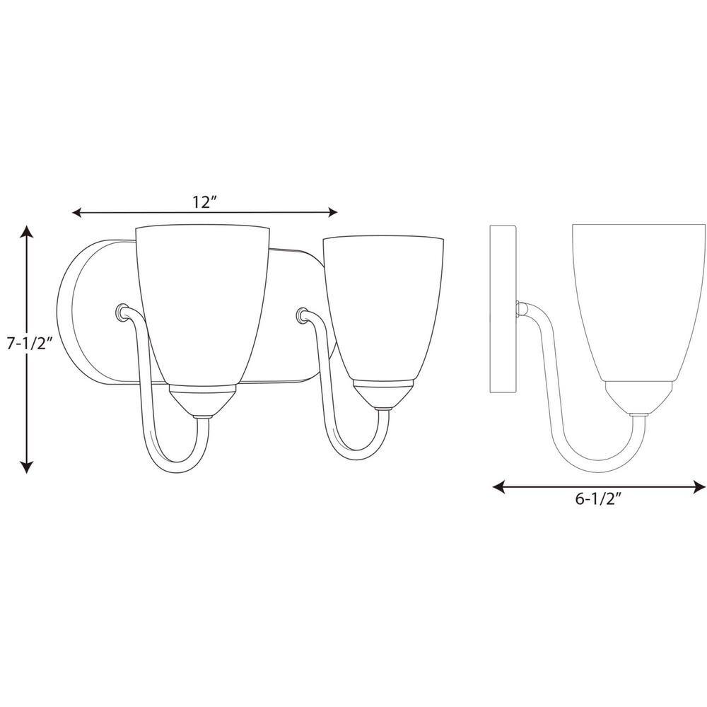 Polished Chrome 2-Light Bath Bracket with Etched Glass Shades