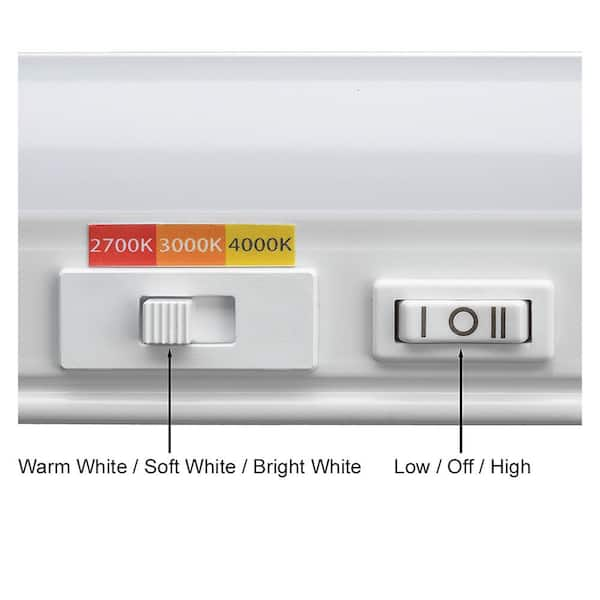 Commercial Electric 12 in. 6-Watt Plug-In Color Changing LED Under Cabinet Light 3-Position Switch Linkable 350 Lumens (5-Pack), White