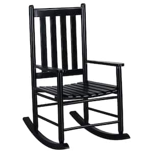 Black Wooden Slat Back Rocking Chair