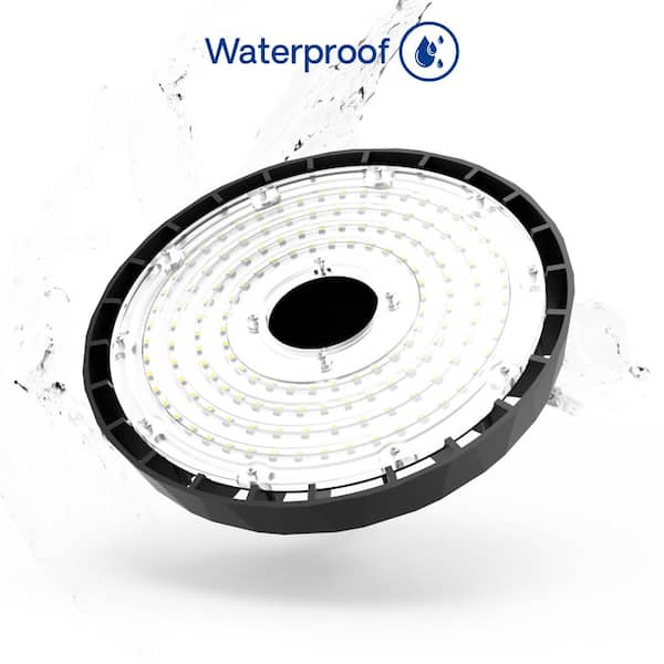 InfiBrite 13.8 in. 5000K Daylight 51,200 Lumens 320-Watt Integrated LED Dimmable Wet Rated Black High Bay Light 100-277 Volt