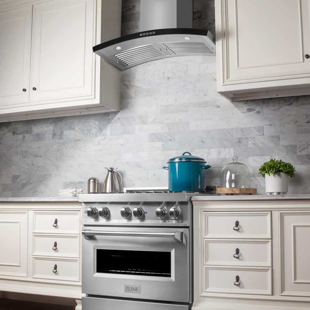 36" Stainless Steel Convertible Wall Mount Range Hood with Charcoal Filter