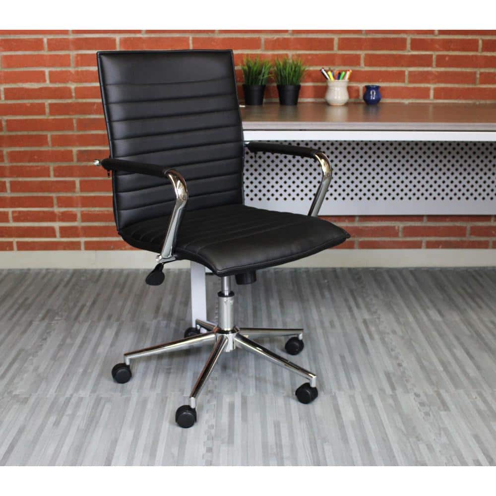 Gray Vinyl Mid-Back Task Chair with Chrome Arms
