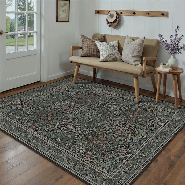 Sea Brown 5 ft. x 7 ft. Modern Abstract Washable Area Rug