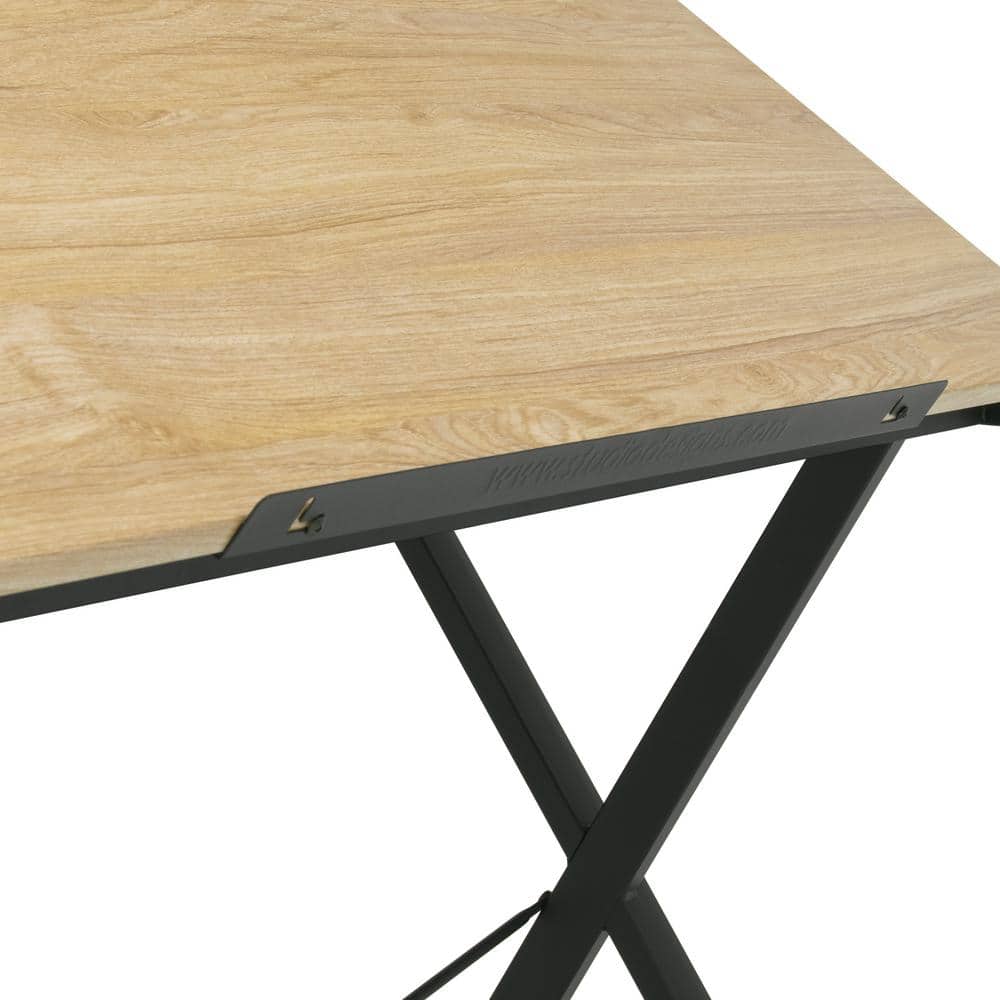 Ashwood and Charcoal Adjustable Drawing Table with Steel Frame
