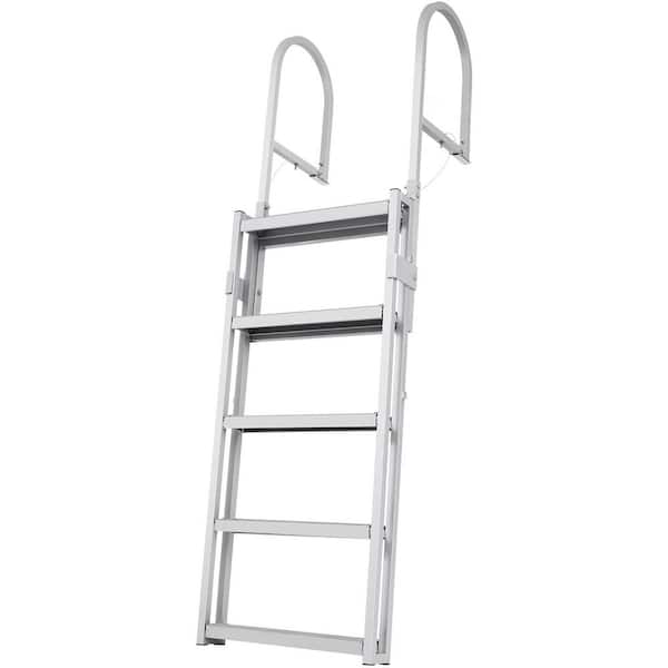 Retractable Dock Ladder 5-Steps 3.1 in. Wide Standard Adjustable Swim Ladder Aluminum 350 lbs. Load, Dock Ladder