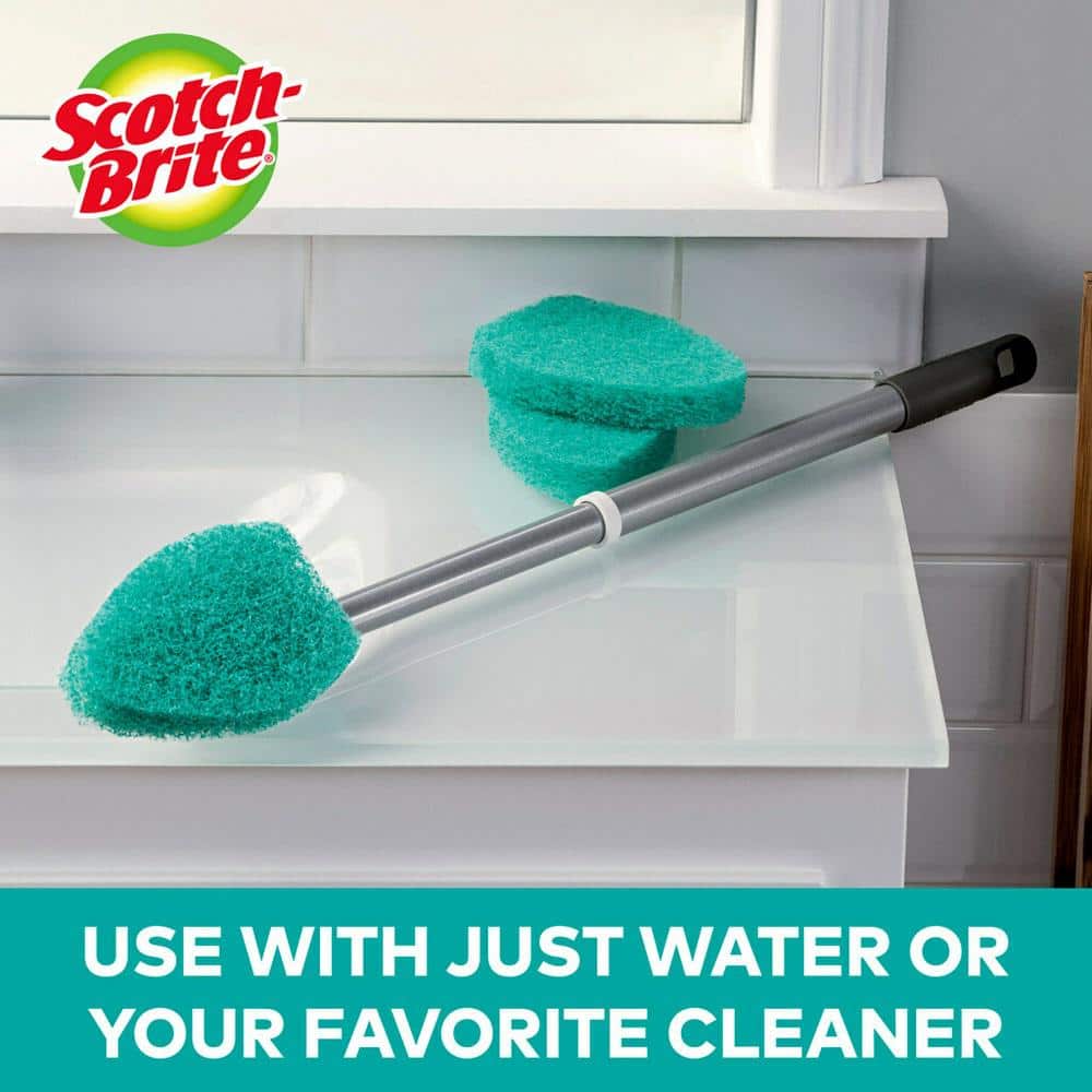 Blue and Silver Steel Handle Shower Scrubber with Recycled PET Bristles (2-Pack)