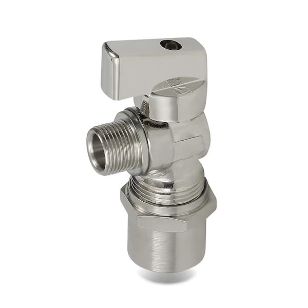 1/2 in. CPVC x 3/8 in. OD COMP Quarter Turn Angle Compact Supply Stop valve Lead Free Chrome Plated Brass