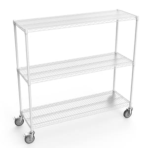18 in. x 48 in. x 54 in. 3-Tier White Shelf Style Metal Shelf with 4 Wheels and 3 Shelf Liners