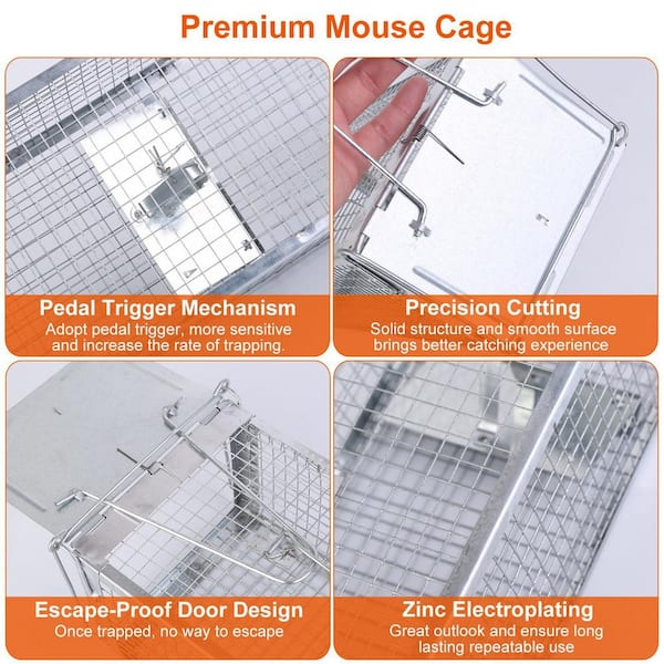 Humane Mouse Trap,Combined Automatic Continuous Rat Traps Cage, Extended  Metal Rat Trap,Sensitive Pedal Trigger, Easy to Set Mice Catcher for Indoor