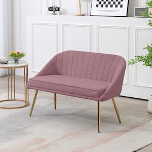 Modern 48 in. Golden Base Velvet Tufted 2-Seats Pink Loveseat Sofa for Living Room Furniture Sets