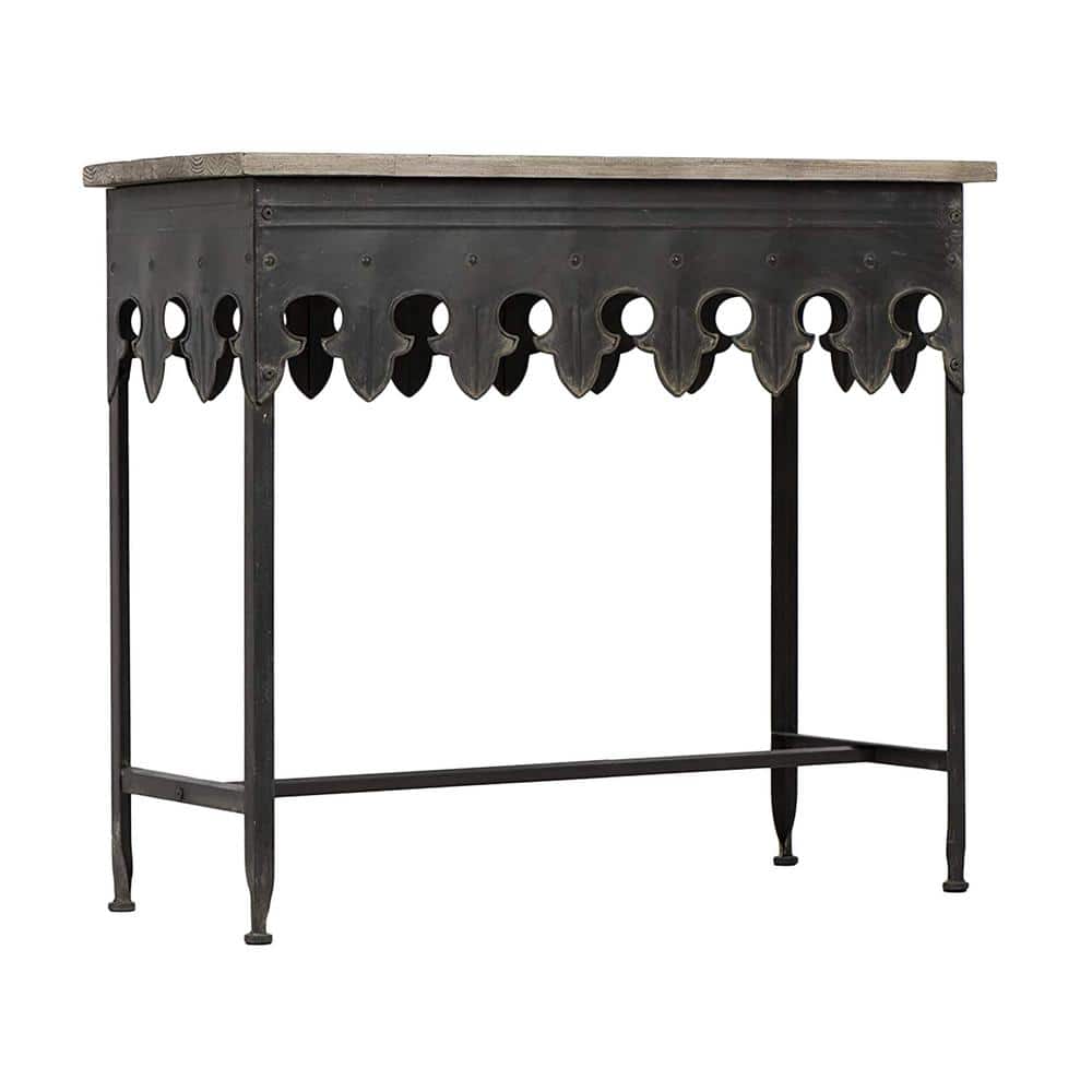 Distressed Black Reclaimed Wood Console Table with Rustic Finish