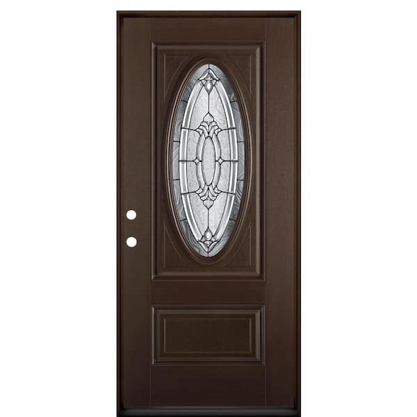 Masonite 36 In. X 80 In. Providence 3/4 Oval Lite Chestnut Mahogany ...