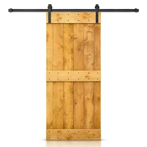 42 in. x 84 in. Distressed Mid-Bar Series Colonial Maple Stained DIY Wood Interior Sliding Barn Door with Hardware Kit