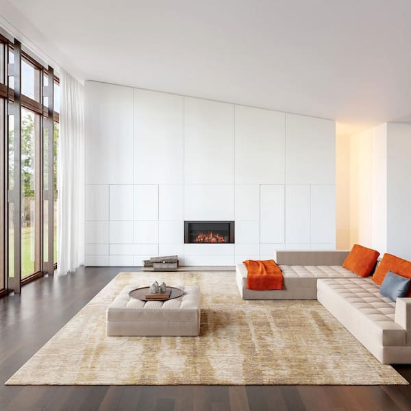 Eulalie Contemporary Abstract Sand 8 ft. x 10 ft. Indoor/Outdoor Patio Area Rug