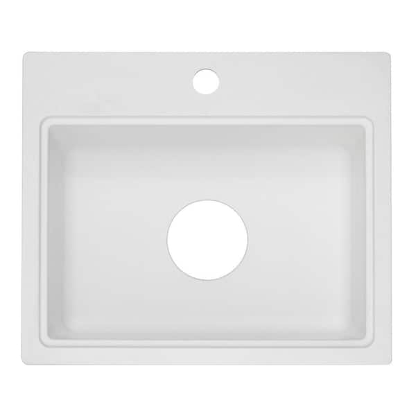 Astracast Dual Mount Granite 20 in. 1-Hole Bar Sink in White