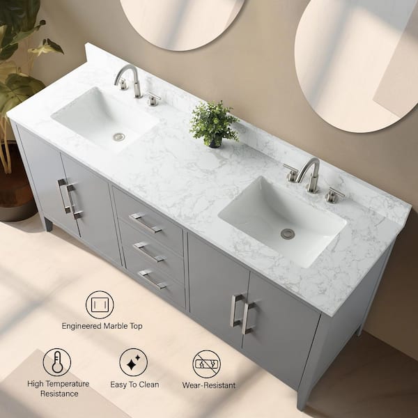 marble♡ Vanity Art 72 in. W x 22 in. D x 34 in. H Double Sink