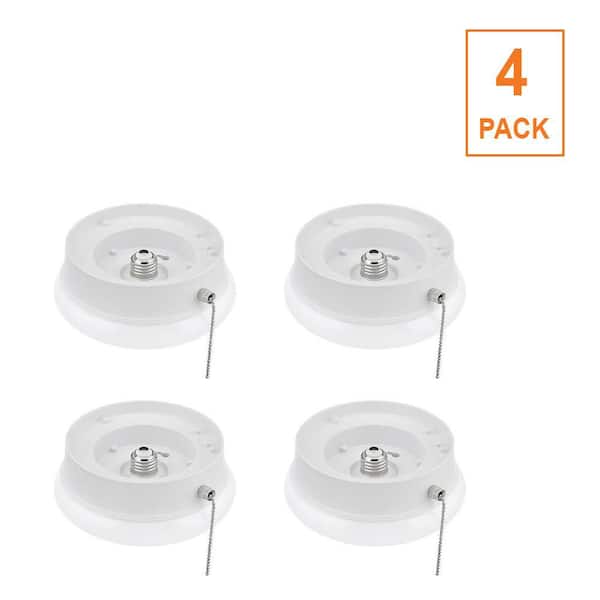 4-Pack Spin Light 7 in. Closet Light with Pull Chain LED Flush Mount Ceiling Light 830 Lumens Bright White 4000K