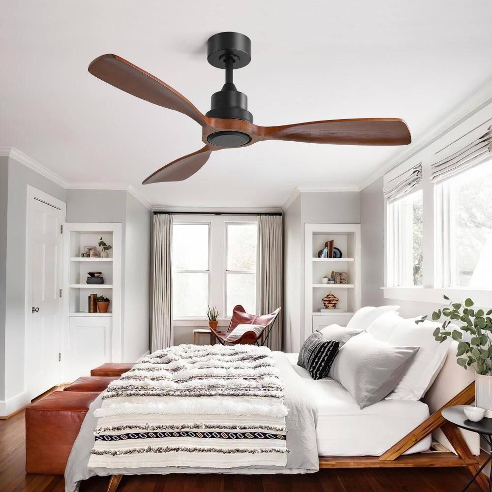 48 in. Indoor Black Ceiling Fan with Solid Wood Blade for Living Room price history on PriceWatchPro
