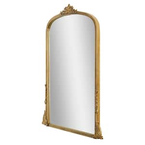 29 in. W x 33 in. H Vintage Arch Antique Gold Ornate Metal Framed Accent Wall Mirror